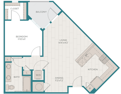 743 square foot floorplan